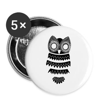 Die Schwarze Eule - Buttons groß 56 mm (5er Pack) - Weiß - Vorne