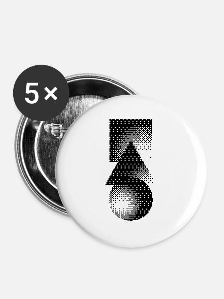 Geometrische Formen - Buttons groß 56 mm (5er Pack) - Weiß