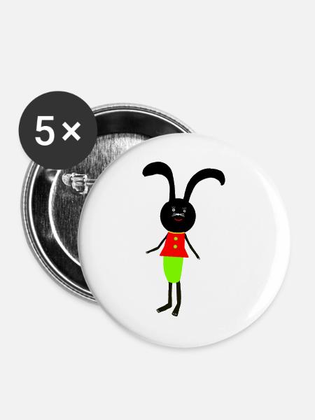 Hase Kinder Hasen Ostern - Buttons groß 56 mm (5er Pack) - Weiß