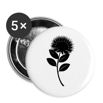 Fleur de Pohutukawa - Lot de 5 grands badges (56 mm) - blanc - Devant
