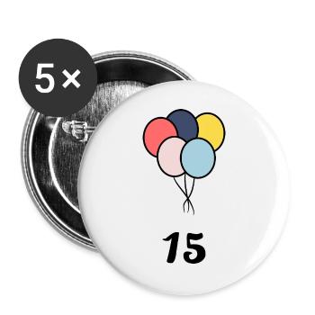 15. 15 YEARS. 15th ANNIVERSARY. 15 YEAR ANNIVERSARY. - Buttons large 2.2''/56 mm (5-pack) - white - Front