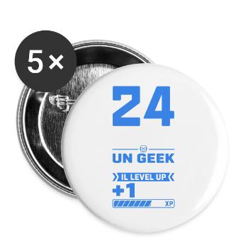 24 Ans Humour Geek 24 Ans Anniversaire Gamer - Lot de 5 grands badges (56 mm) - blanc - Devant