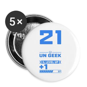 21 Ans Humour Geek 21 Ans Anniversaire Gamer - Lot de 5 grands badges (56 mm) - blanc - Devant