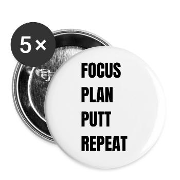 Golf Focus Plan Putt Repeat - Buttons groß 56 mm (5er Pack) - Weiß - Vorne