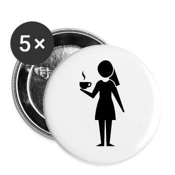 Coffee Woman - Buttons large 2.2''/56 mm (5-pack) - white - Front