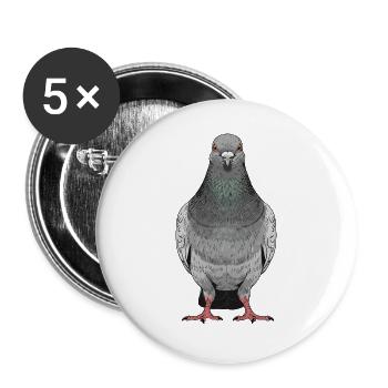 Taube - Buttons groß 56 mm (5er Pack) - Weiß - Vorne