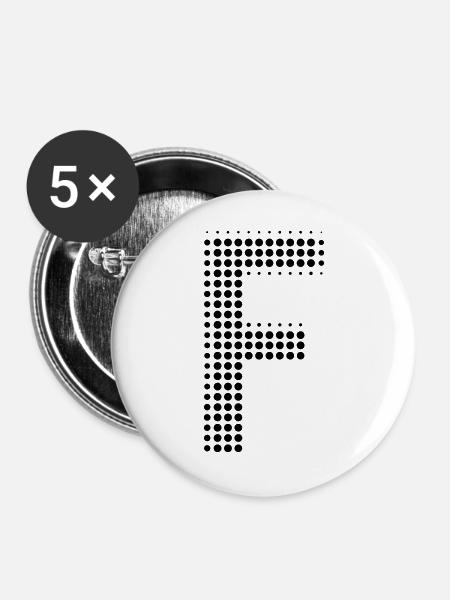 Buchstabe F – Punktmuster Initial Design - Buttons groß 56 mm (5er Pack) - Weiß