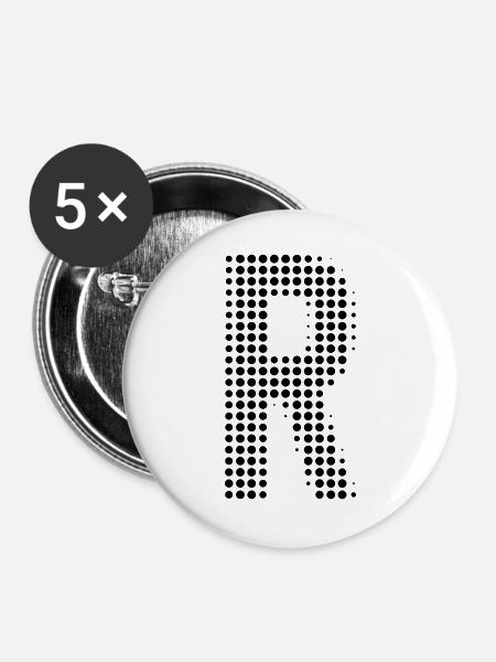 Buchstabe R – Punktmuster Initial Design - Buttons groß 56 mm (5er Pack) - Weiß