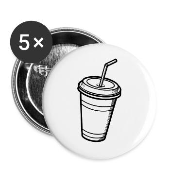 Tasse à paille - Lot de 5 grands badges (56 mm) - blanc - Devant