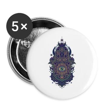 Spiritualität Heilige Geometrie Lotusblume Zen - Buttons groß 56 mm (5er Pack) - Weiß - Vorne