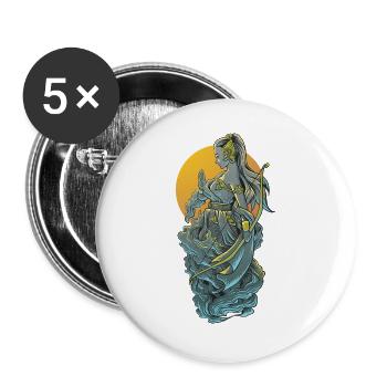 Goddess Warrior Bow Illustration - Buttons large 2.2''/56 mm (5-pack) - white - Front