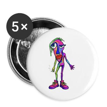 Personnage coloré et abstrait du fumeur - Lot de 5 grands badges (56 mm) - blanc - Devant