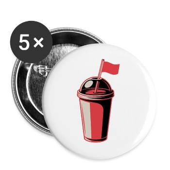 Red Flag Becher - Buttons groß 56 mm (5er Pack) - Weiß - Vorne