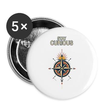 Stay Curious Compass - Buttons large 2.2''/56 mm (5-pack) - white - Front