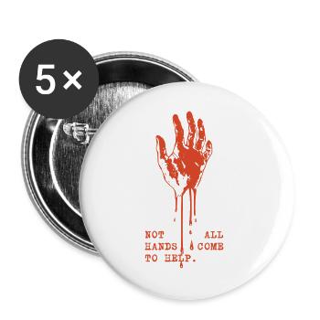 Rote Tropfende Hand Protest - Buttons groß 56 mm (5er Pack) - Weiß - Vorne