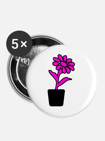 Blume - Buttons groß 56 mm (5er Pack) - Weiß