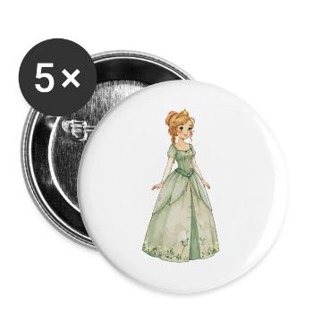 Elfenprinzessin im Smaragdgrünen Kleid - Buttons groß 56 mm (5er Pack) - Weiß - Vorne
