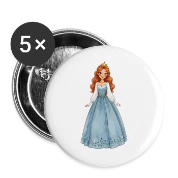 Prinzessin im Eiskristallkleid - Buttons groß 56 mm (5er Pack) - Weiß - Vorne