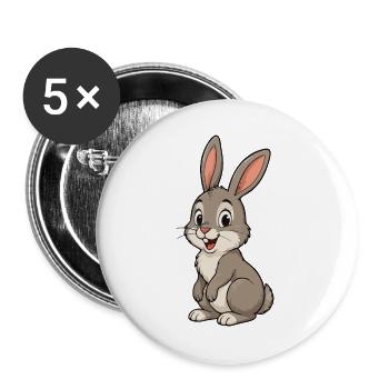 Cheerful cartoon bunny - Buttons large 2.2''/56 mm (5-pack) - white - Front
