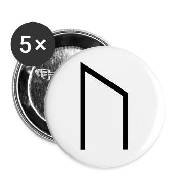 Uruz Rune Black – Viking Futhark Norse - Lot de 5 grands badges (56 mm) - blanc - Devant