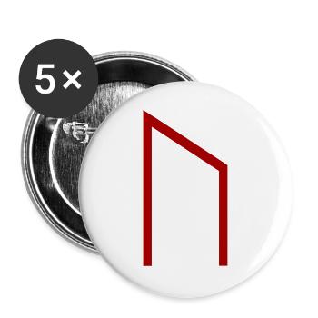 Uruz Rune Red – Viking Futhark Norse - Buttons large 2.2''/56 mm (5-pack) - white - Front