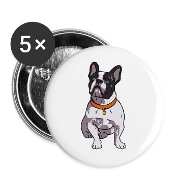 French Bulldog Lover - Buttons large 2.2''/56 mm (5-pack) - white - Front