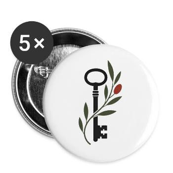 Schlüsselmotiv mit Olivenzweig - Buttons groß 56 mm (5er Pack) - Weiß - Vorne