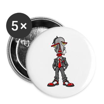 Noir-Punk Detektiv im Anzug - Buttons groß 56 mm (5er Pack) - Weiß - Vorne