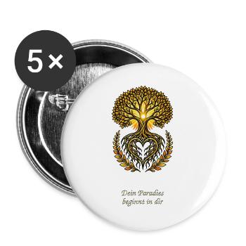 Dein Paradies beginnt in dir - Buttons groß 56 mm (5er Pack) - Weiß - Vorne