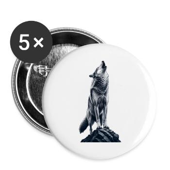 Wolfsruf auf Fels - Buttons groß 56 mm (5er Pack) - Weiß - Vorne