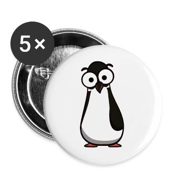 Pinguin mit Kulleraugen Cartoon - Buttons groß 56 mm (5er Pack) - Weiß - Vorne