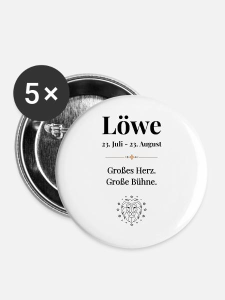 Sternzeichen Löwe - Buttons groß 56 mm (5er Pack) - Weiß
