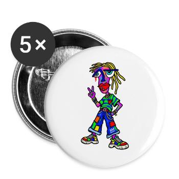 Vibrantes Punk Patch Outfit - Buttons groß 56 mm (5er Pack) - Weiß - Vorne