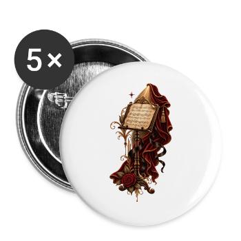 Antiker Notenständer im roten Theatersamt - Buttons groß 56 mm (5er Pack) - Weiß - Vorne