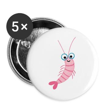 Garnele - Buttons groß 56 mm (5er Pack) - Weiß - Vorne