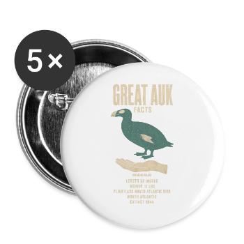 Great Auk Fakten Eiszeit Größenvergleich Tafel - Buttons groß 56 mm (5er Pack) - Weiß - Vorne
