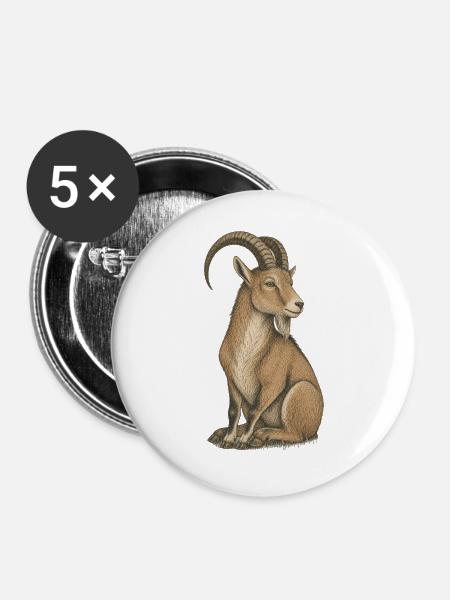 Steinbock - Buttons groß 56 mm (5er Pack) - Weiß