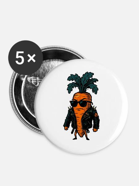 Karottenmischungsanarchie - Buttons groß 56 mm (5er Pack) - Weiß