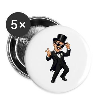 Bräutigam - Buttons groß 56 mm (5er Pack) - Weiß - Vorne