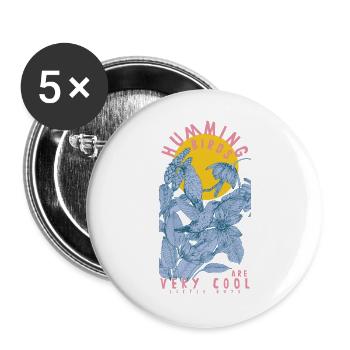 KOLIBRIS SIND SEHR COOLE KLEINE KERLE - Buttons groß 56 mm (5er Pack) - Weiß - Vorne