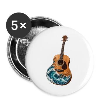 Ocean Wave Gitarre - Buttons groß 56 mm (5er Pack) - Weiß - Vorne