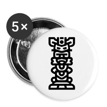 Totem, Totempfahl, Stammes-, Skulptur, Symbol - Buttons groß 56 mm (5er Pack) - Weiß - Vorne