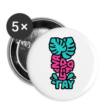 Vacay Vibes Schriftzug Grafik - Buttons groß 56 mm (5er Pack) - Weiß - Vorne