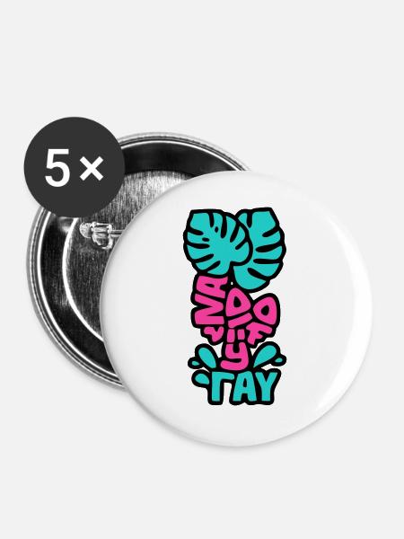 Vacay Vibes Schriftzug Grafik - Buttons groß 56 mm (5er Pack) - Weiß