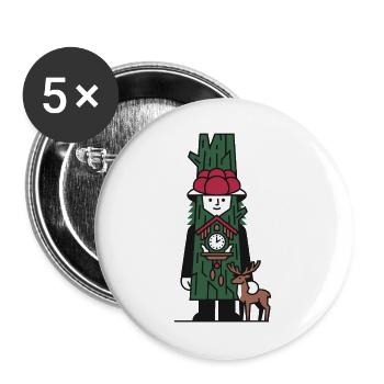 Schwarzwald-Gnom - Buttons groß 56 mm (5er Pack) - Weiß - Vorne