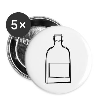 Weinflasche handgezeichnet - Buttons groß 56 mm (5er Pack) - Weiß - Vorne