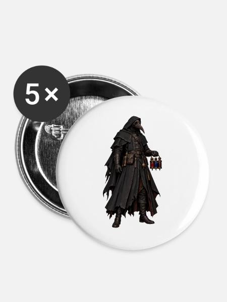 Pestdoktor Gothic Talisman - Buttons groß 56 mm (5er Pack) - Weiß