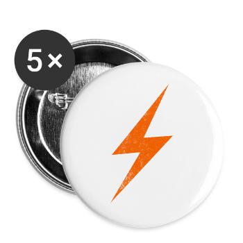 Oranger Blitz-Silhouette - Buttons groß 56 mm (5er Pack) - Weiß - Vorne