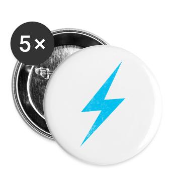 Neonblitz Blau Lightning Motiv - Buttons groß 56 mm (5er Pack) - Weiß - Vorne