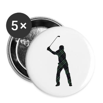 Tartan-Golfer-Schwung-Silhouette - Buttons groß 56 mm (5er Pack) - Weiß - Vorne